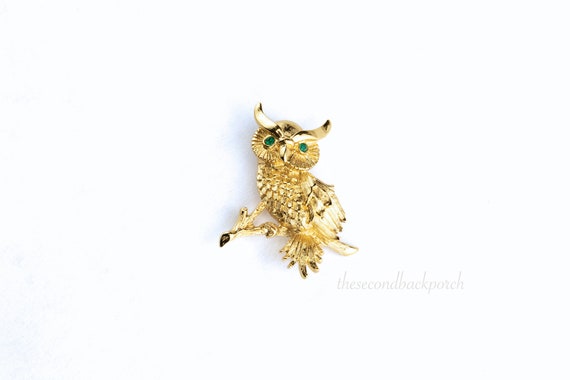 Gold Toned Owl Pin by Monet Company - image 1