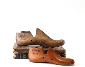 Vintage Wooden Shoe Lasts | Cobbler Forms | Rustic Primitive Home