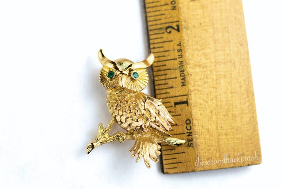 Gold Toned Owl Pin by Monet Company - image 2