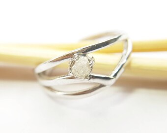 Rough Diamond Ring ! 925 Sterling Silver Diamond Ring White Rough Diamond Ring ! White Raw Diamond Ring ! Natural Diamond Ring