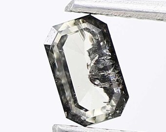 0.41 Ct Salt and Pepper Diamond ! Natural Emerald Cut Diamond ! Natural Gray Color Diamond For Diamond Ring ! Gift For Her