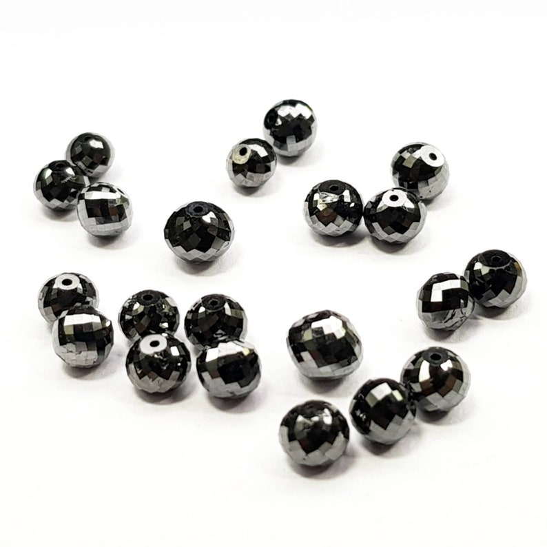 Natura Black Color Roundish Ball/'s Cut Loose Diamond Beads with Drilled Hole 5.00 Ct 4.00 to 4.50 MM Size Natural Diamond Diamond Beads