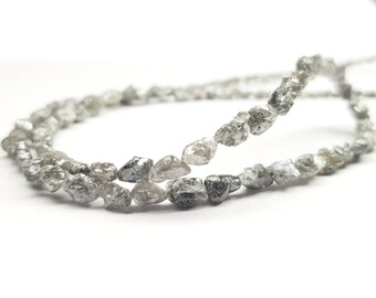 34.05 Ct Natural Gray Rough Diamond Beads ! Natural Long Drilled Diamond Beads ! Natural Diamond Necklace With Silver Clasp ! Gift For Her