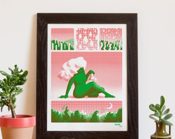 Silkscreen poster, art print, ecofeminism, 30x40 cm
