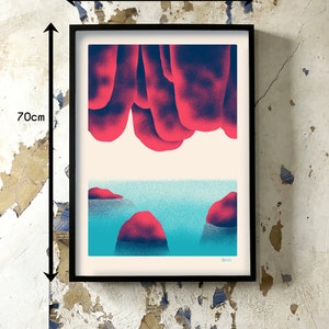 Sérigraphie artisanale affiche, art print Grotte 1 50x70cm image 3
