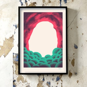 Artisanal screen printing poster, art print Cave 2 50x70cm
