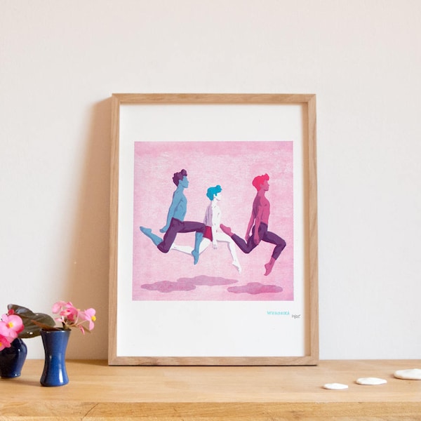 Sérigraphie affiche, art print, danseurs, danse classique,  30x40 cm