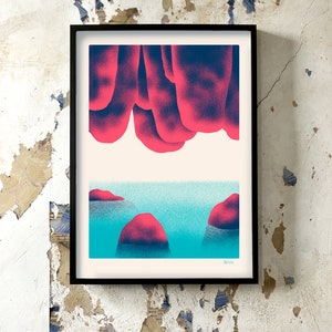 Pôster serigráfico artesanal, impressão artística Caverna 1 50x70cm