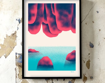 Artisanal screen printing poster, art print Cave 1 50x70cm