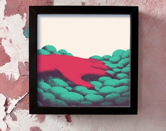 Hand-printed screen print poster, art print Cave F 20x20cm