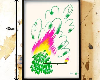 Handmade silkscreen poster, art print Carnival Mrx 30x40cm