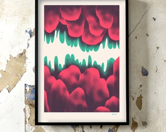 Hand-printed screen print poster, art print Cave 5 50x70cm