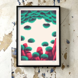 Artisanal screen printing poster, art print Cave 6 50x70cm