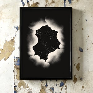 Artisanal screen printing poster, art print Night Cave 50x70cm