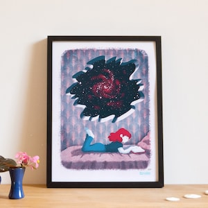 Sérigraphie affiche, art print, l'enfant et le livre,  30x40 cm