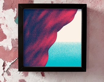 Hand-printed screen print poster, art print of a cave, 20x20cm