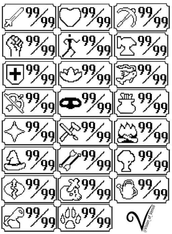 OSRS Skill Symbols and Plaques SVG and PNG Files Old School Etsy