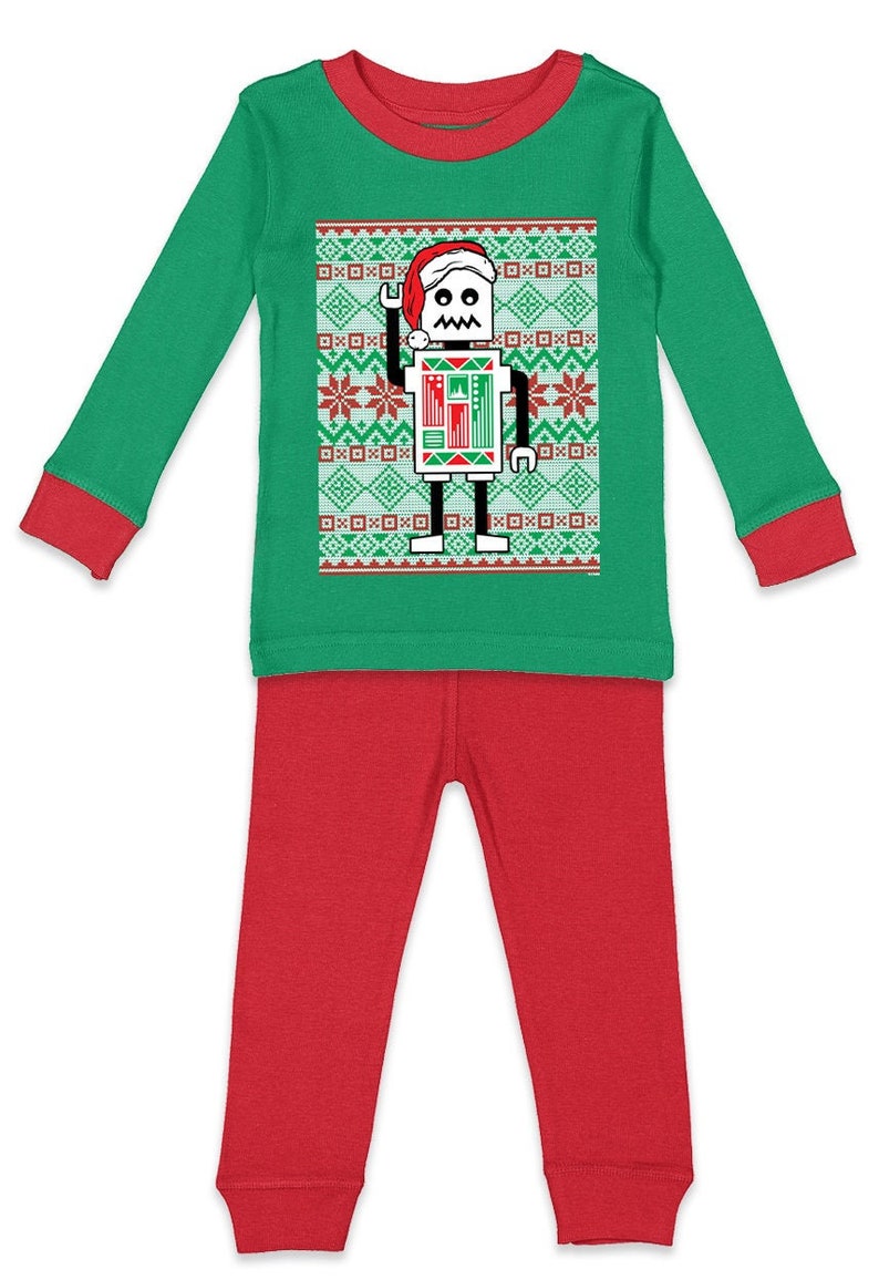 Northpole Holiday Xmas Kid/'s Pajama Set Christmas Toy Robot Ugly Sweater