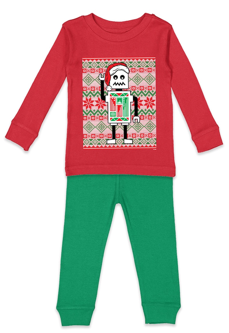 Northpole Holiday Xmas Kid/'s Pajama Set Christmas Toy Robot Ugly Sweater
