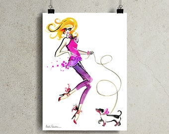 Fashion illustratie afdrukken, Giclee print, mode schets, kunst aan de muur mode, aquarel schilderij print, fashion illustratie, mode schets