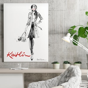 Personalized Makeup Wall Art, Fashion Illustration Face, Graduation Birthday Valentines Day Gift for Wife Girlfriend