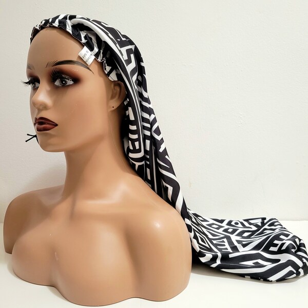 Double sided adjustable XL satin lined bonnet/ long satin bonnet/ locs braids twists long hair satin bonnet double layered satin bonnet