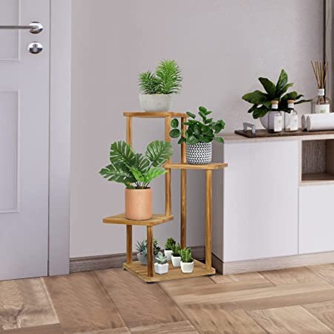Wooden Plant Rack Unique Plant Holder Indoor Plant Stand Etsy