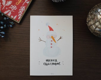Weihnachtskarte Schneemann Und Pferde Winter Etsy