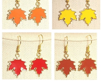 Leaf Dangle Earrings French Ear Wires Thanksgiving Fall Autumn Jewelry Halloween Free Shipping - Your Choice