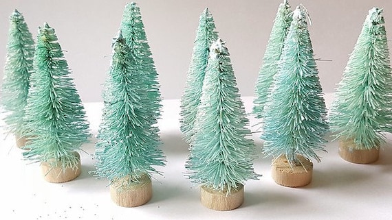 12 Mini Aqua Blue Light Teal Miniature Sisal Bottle Brush Etsy