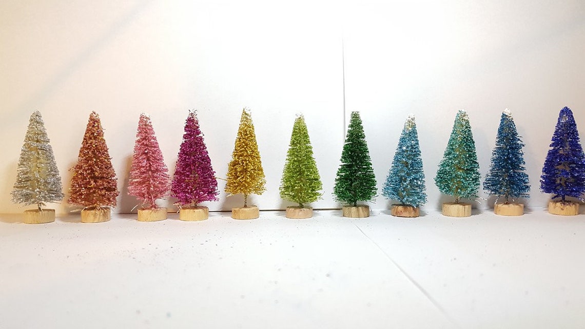 2-1/2 Mini Sisal Bottle Brush Miniature Xmas Pastel | Etsy