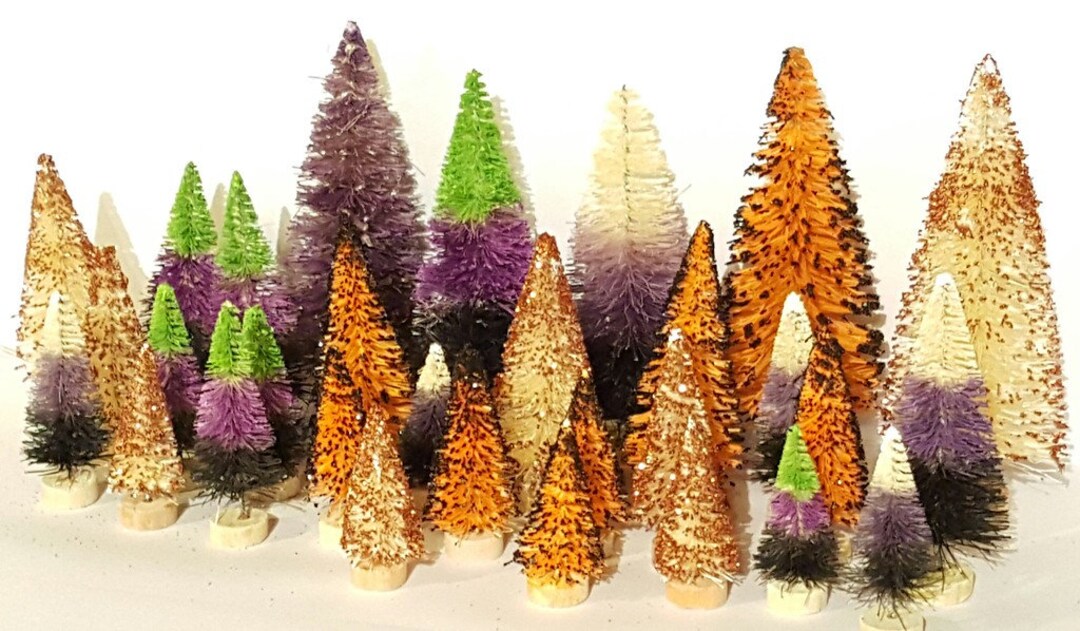 Ultimate 37pc HALLOWEEN Miniature Mini Sisal Bottle Brush Trees Set ...