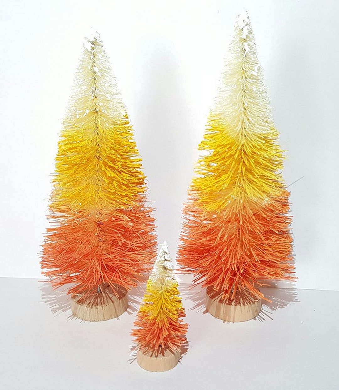 Set of 3 5" & 2" Tall Candy Corn HALLOWEEN Miniature Mini Ombre Sisal ...