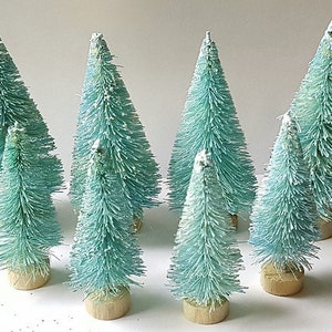 8 Mini Aqua Blue Light Teal Miniature Sisal Bottle Brush Christmas Xmas Trees Cute Decor Bulk Wholesale Lot Free Shipping