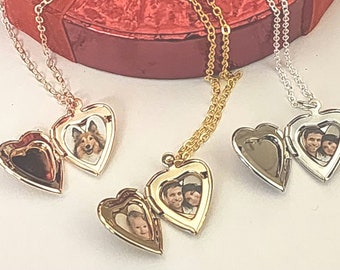 Personalized Locket Necklace with Photo Yellow Gold, Rose Gold, Silver, Christmas Gift for Her Him Dad Mom