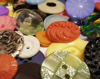 Lot of 20 Grandmas Unsearched Vintage Buttons Plastic, Metal, Rhinestone, etc Bulk Craft Supply