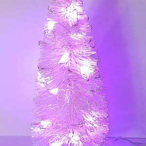 5" LED Light Up PINK Fairy String Lighted Flocked Sisal Bottle Brush Miniature Mini Xmas Tree Free Shipping