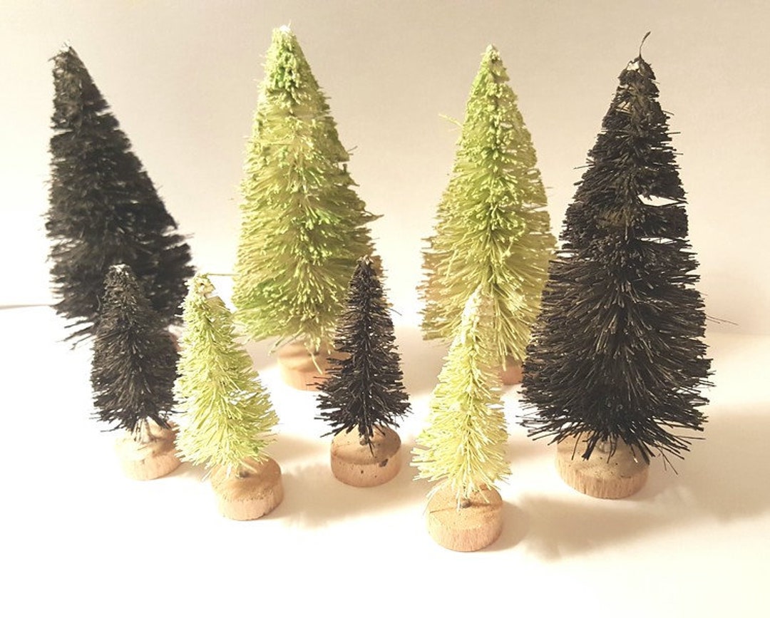 LOT 8 Mini Black and Green HALLOWEEN Spooky Village Decor Mix Miniature ...