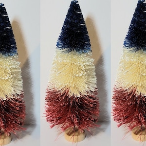 5&quot; July 4th Patriotic Red White & Blue Set of 3, 2 or Single Sisal Bottle Brush Trees Bulk Crafts Supply Holiday Home Decor  Free Shipping