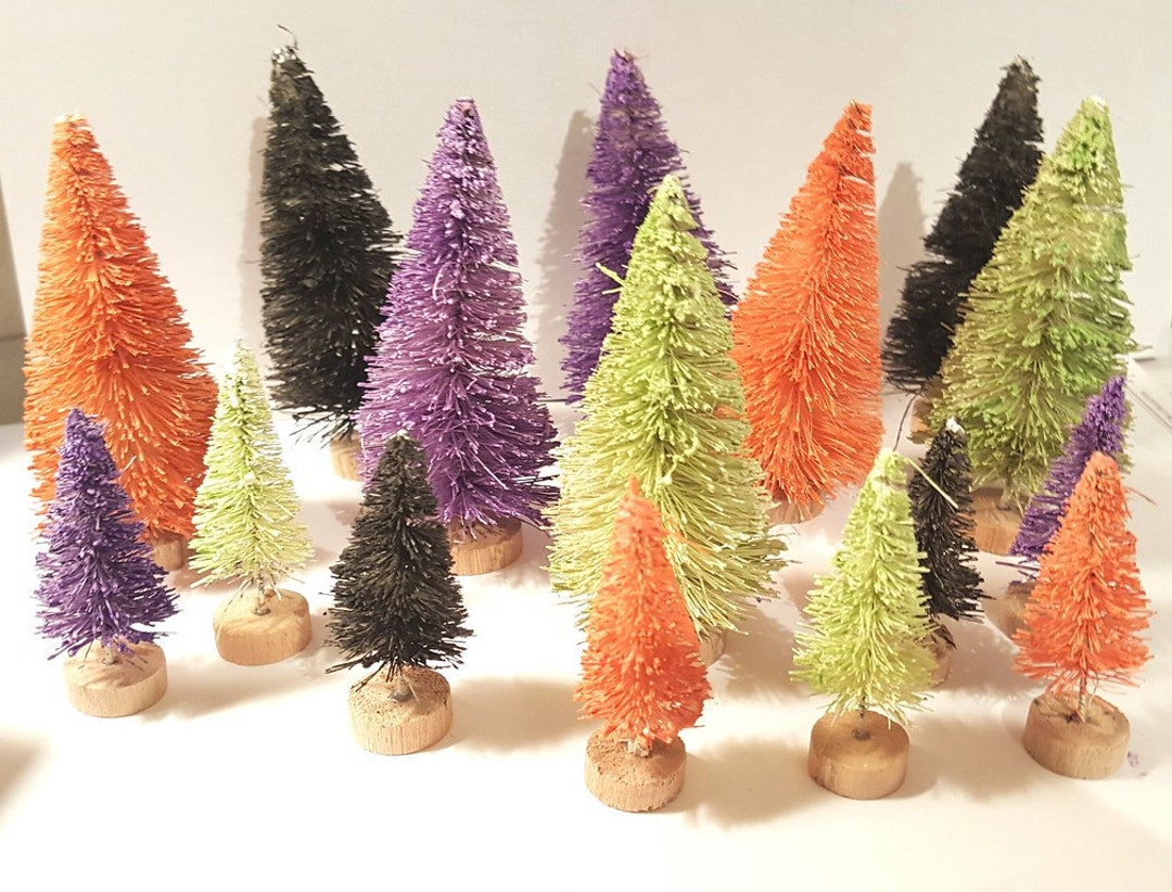 LOT 16 Mini Black Purple Orange Green HALLOWEEN Spooky Village Decor ...