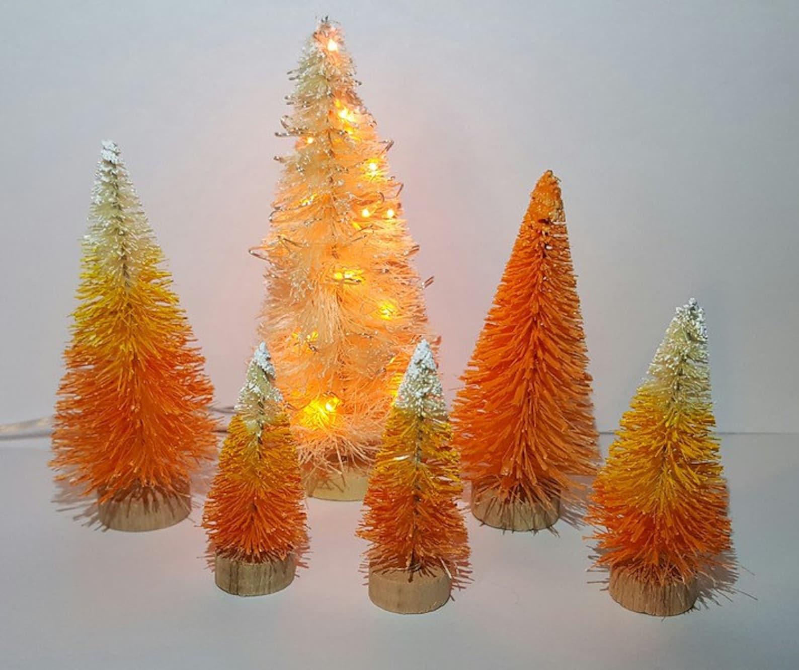 Light up LED 5" Tall Candy Corn HALLOWEEN Miniature Mini Ombre Sisal ...