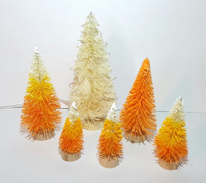 Light up LED 5" Tall Candy Corn HALLOWEEN Miniature Mini Ombre Sisal ...