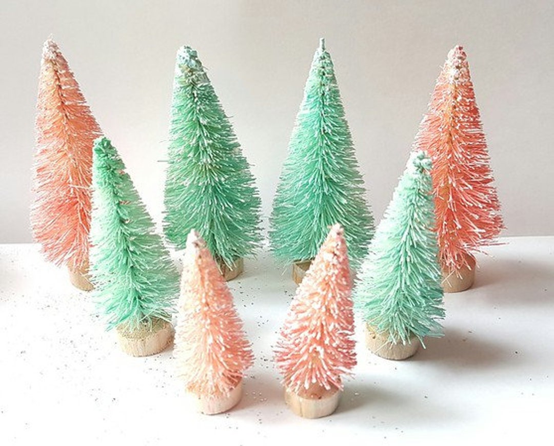 8 Mini Light Pink & Aqua Blue Cotton Holiday Candy Mix Miniature Sisal ...