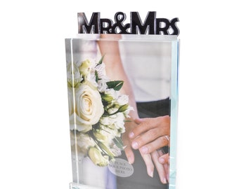 Mr. & Mrs. Glass Photo Frame - Wedding and Anniversary Gift (4"x6")