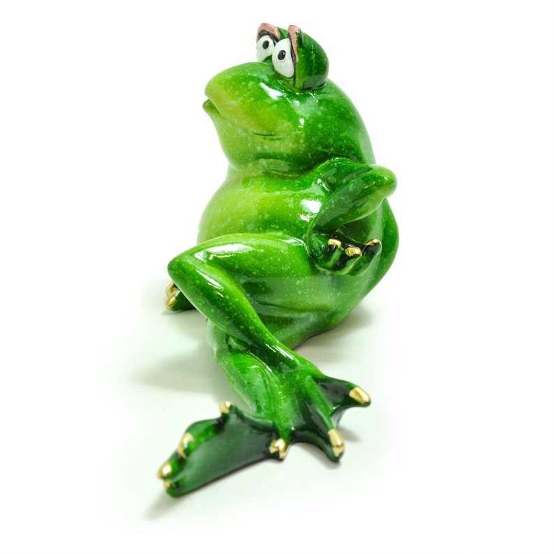 Lady Frosch Yoga Figur grün Frosch entspannende Garten