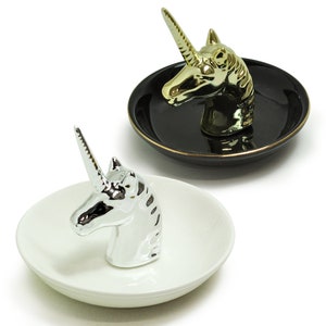 Unicorn Ceramic Ring Dish, Gold Silver Jewelry Dish, Ring Holder, Earrings Jewelry Display, Jewelry Organizer Ring Box