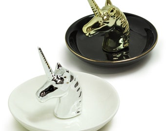 Unicorn Ceramic Ring Dish, Gold Silver Jewelry Dish, Ring Holder, Earrings Jewelry Display, Jewelry Organizer Ring Box
