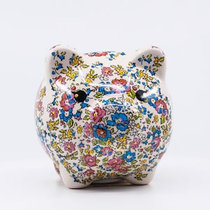 Small Ceramic Cute Piggy Bank, Ceramic Piggy Bank - PINK and BLUE