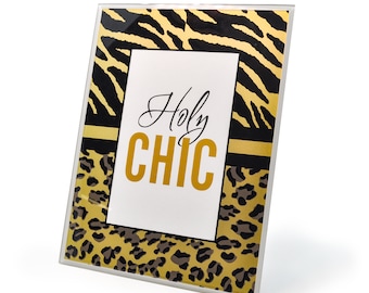 Gold Cheetah and Zebra Animal Print Picture Frame (4" X 6")