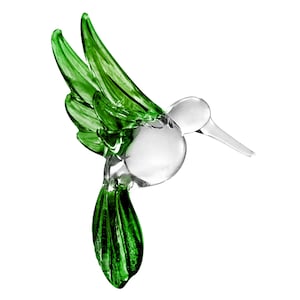 Hand Painted Clear Glass Hummingbird Ornament - Hanging Blown Glass Bird Figurine Window Suncatcher in 5 Colors - Spring suncatcher